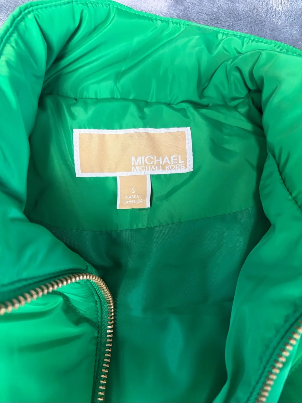 Michael Kors Bright Green Quilted Sleeveless Puffer Vest